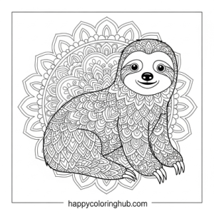 Renaissance sloths coloring page for women