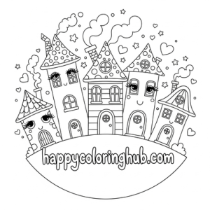 Sassy doodle villages coloring page