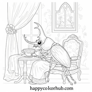 Sassy gothic beetles coloring page