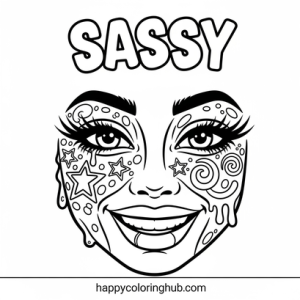 Sassy graffiti makeup coloring page