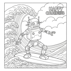 Sassy trippy robots coloring page
