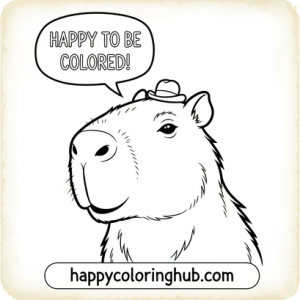 Simple vintage capybaras coloring page