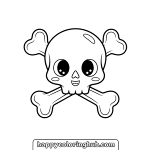 Skull and crossbones coloring page