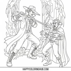 Tattoo style vampires coloring page