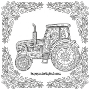 Tractors shopping coloring page for seniors