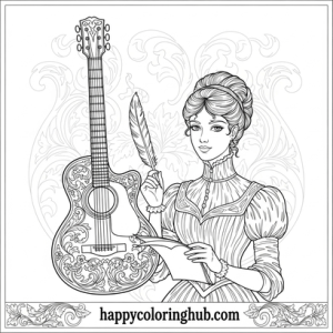 Victorian guitars coloring page