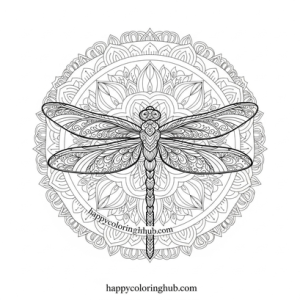 Vintage dragonflies coloring page for teens