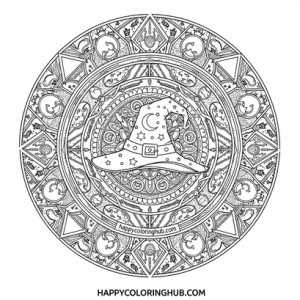 Witches hunting coloring pages