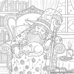 Wizards sleeping coloring page for adults