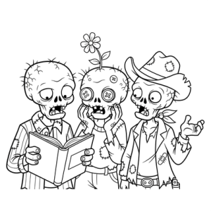 Zombies camping coloring pages