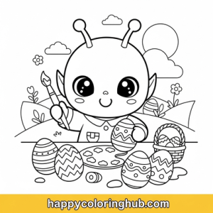 Aliens easter coloring page for women