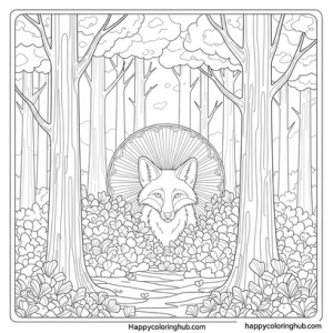 Art nouveau forests coloring page