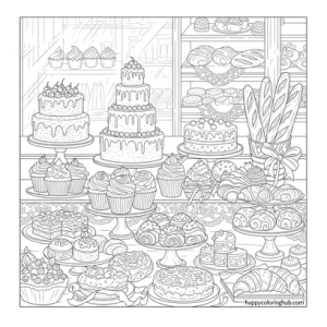 Bakeries winter coloring page for men
