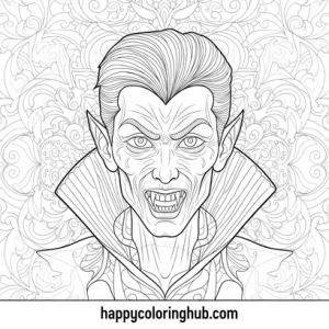 Beautiful black background vampires coloring page