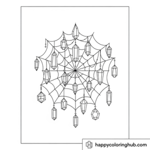 Beautiful pastel goth crystals coloring page