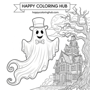 Beautiful victorian ghosts coloring page