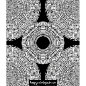 Black background libraries coloring page for men