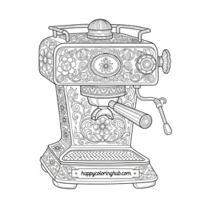 Cafes drinking coffee coloring page for relaxation