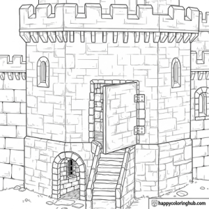 Castle keep coloring page