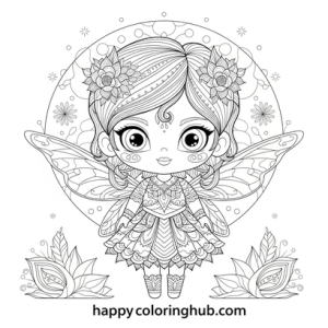 Chibi fairies coloring page for kids