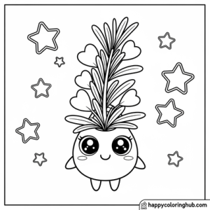Chibi herbs coloring page for relaxation
