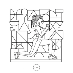 Coffee working out coloring page for women
