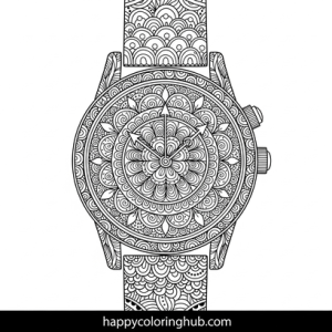 Complex mandala watches coloring page