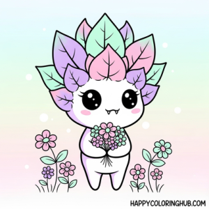 Cute pastel goth herbs coloring page