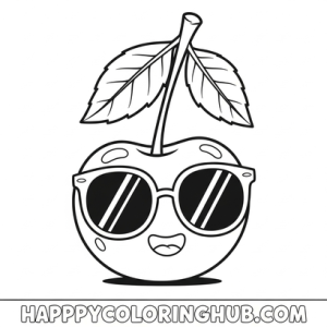 Cute retro 90s fruit coloring page