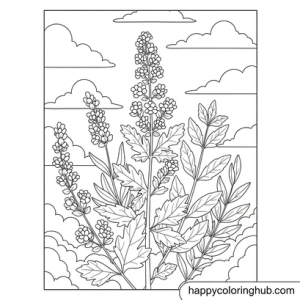 Dark fantasy herbs coloring page for women