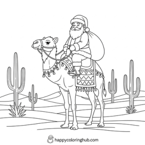 Deserts christmas coloring page for relaxation