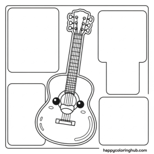 Detailed chibi guitars coloring page