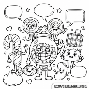 Doodle candy coloring page for women