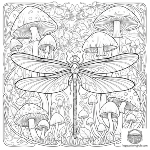 Easy art nouveau dragonflies coloring page