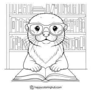 Easy doodle otters coloring page