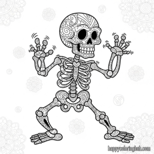 Easy graffiti skeletons coloring page