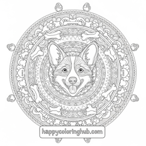 Easy pop art corgis coloring page