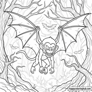 Flying monkey coloring page
