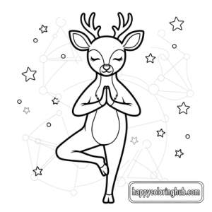 Forests doing yoga coloring page for relaxation