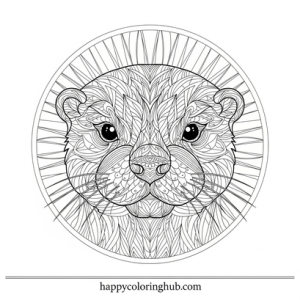 Funny surreal otters coloring page