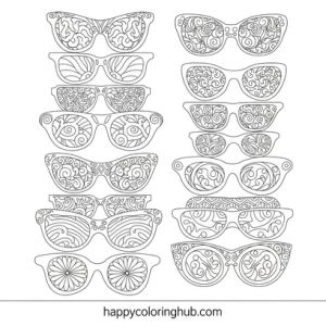 Glasses celebration coloring pages