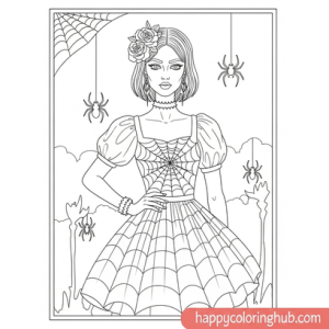 Gothic fashion coloring pages