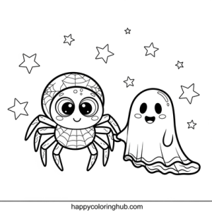 Halloween spiders coloring page