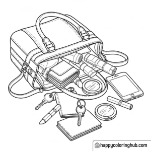 Handbag design coloring page