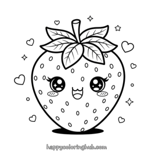 Kawaii food coloring page for kids