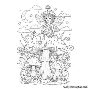 Kawaii mushrooms coloring page for anxiety relief