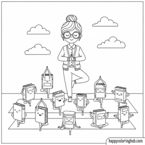 Libraries doing yoga coloring pages