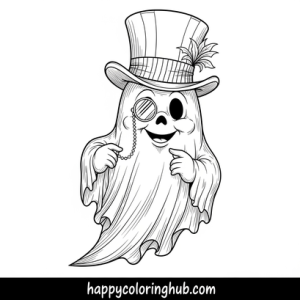 Line art ghosts coloring page for stress relief