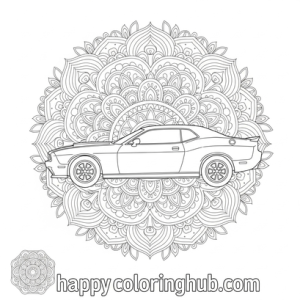 Minimalist muscle cars coloring page for women