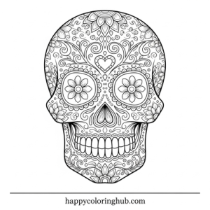 Minimalist skulls coloring page for anxiety relief